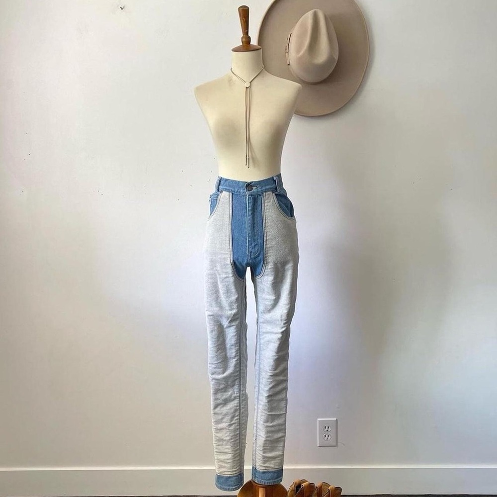 Miller’s vintage 80s/90s high rise slim illusion chaps stretch jeans M/L